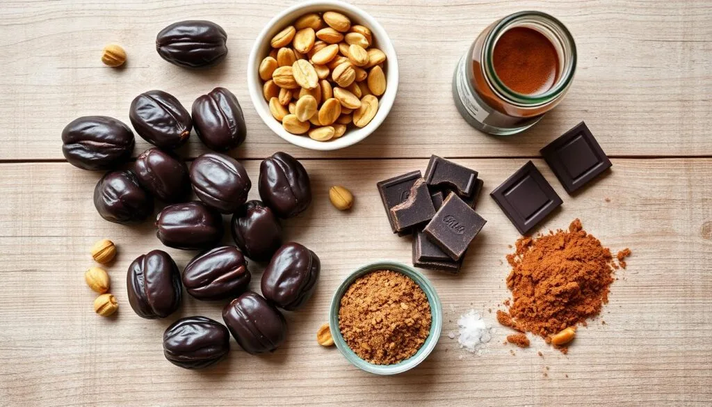 Ingrédients pour gâteau aux dattes et chocolat noir